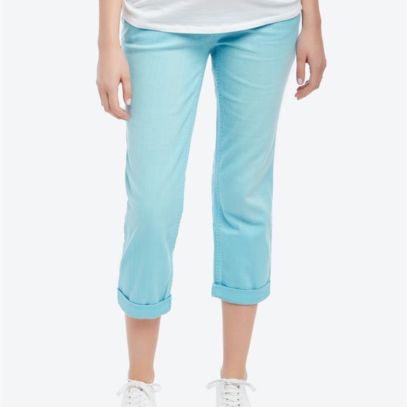 Motherhood maternity STRETCHY support belly jeans cropped L - Picture 1 of 16